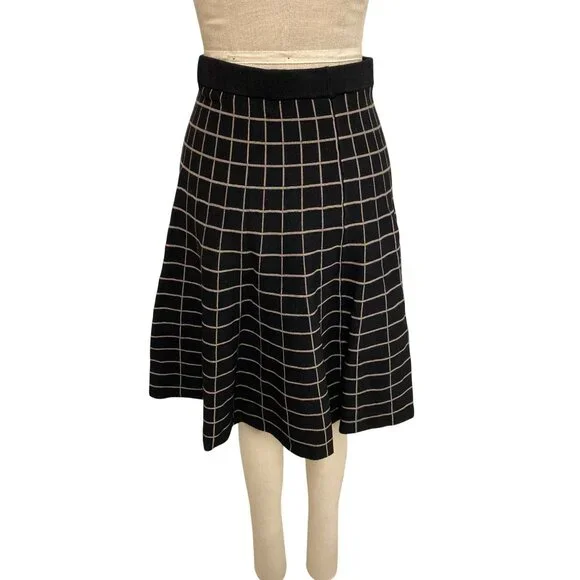 Vintage Y2K Carmen Marc Valvo Womens M Grid Pattern Skirt 80% Rayon 20% Nylon - Picture 4 of 9